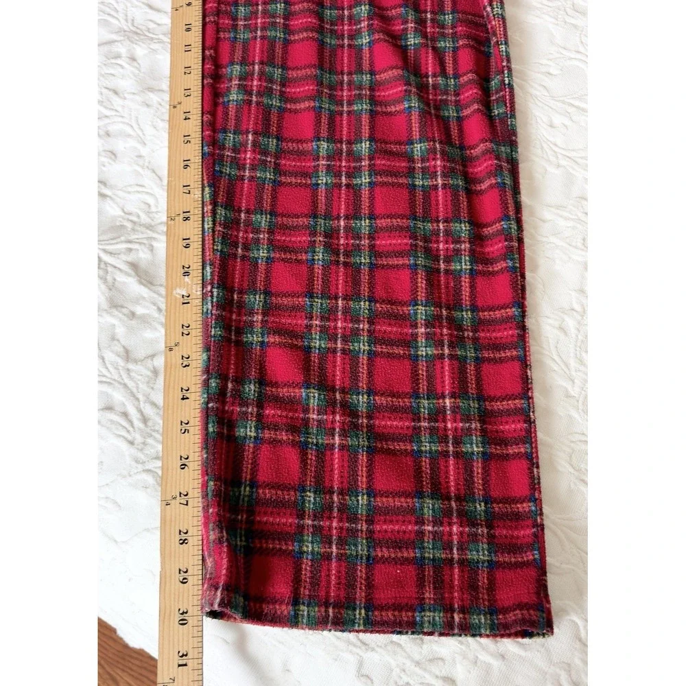 Lauren Ralph LRL Womens L Red Plaid Pajama Set Soft Plush Tartan Christmas